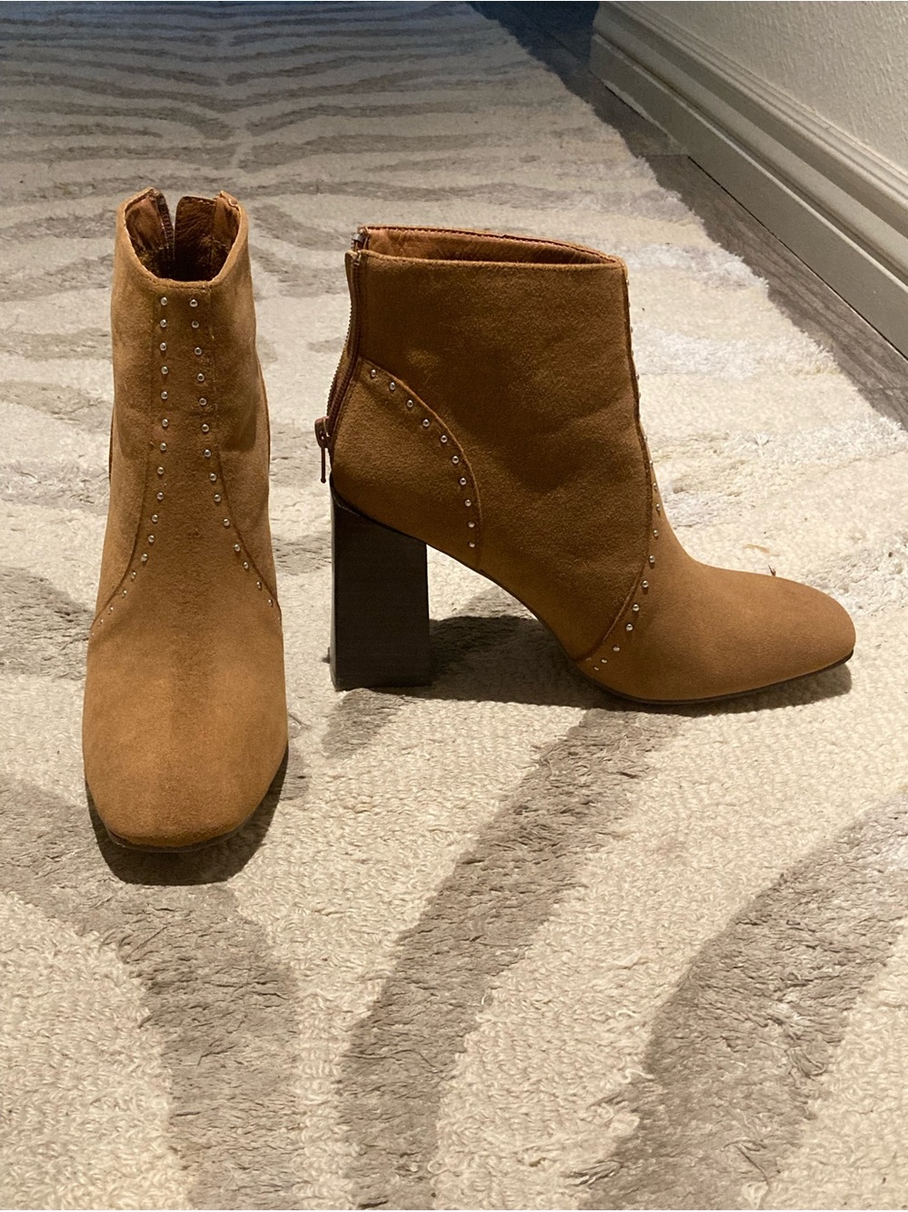 Women’s Tan Suede Block Heel Ankle Boots